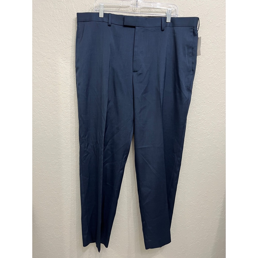 New Perry Ellis Portfolio Dress Pants size 40x29 Navy Flat Front Preppy Office